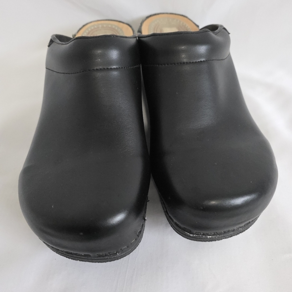 Euro-Dan Atlas Black Leather Wooden Work Chef Clogs - Picture 8 of 10